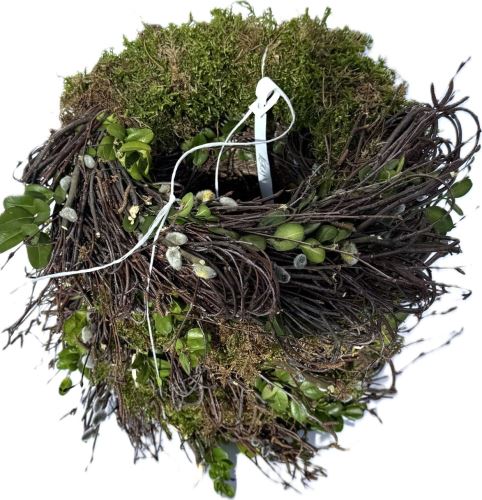 Veniec zo živého buxusu -  MIX mach/bahniatka C 25, 5 ks