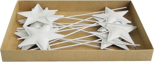 Kovová hvězda bílá – zápich, 6 cm, 12 ks