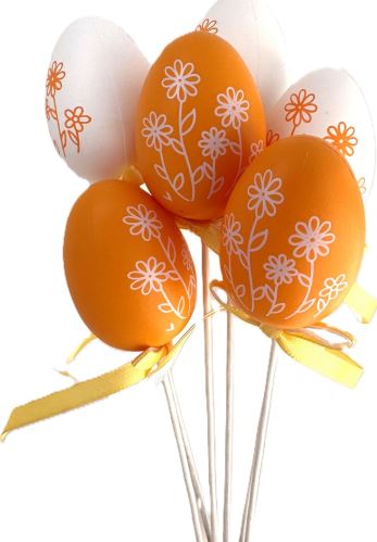 Plastové vajíčko oranžové/biele 6 cm - zápich, sada 6 ks