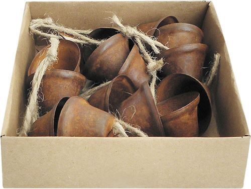 Kovový závěsný zvonek - vintage, 3 cm, sada 15 ks