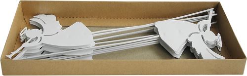 Kovový zápich anděl s trumpetou – bílý, 9 cm, sada 12 ks