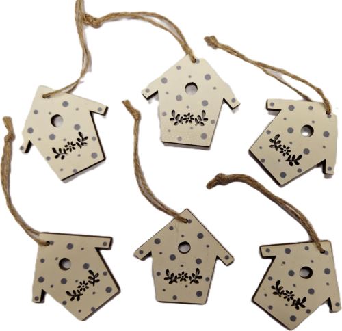 Dřevěná ptačí budka závěsná - 5 cm, bílá