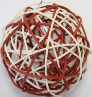 Ratan ball 8cm červená/bílá