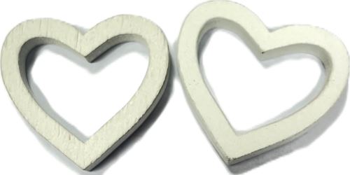 Srdce biele drevené s otvorom C 3 cm