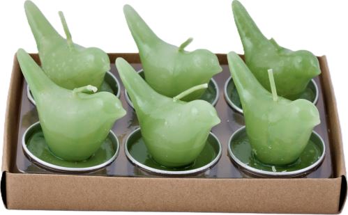 Svíčka ptáček zelený malá 6ks