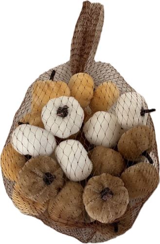 Textilní mini tykve - 29 ks, mix světlé