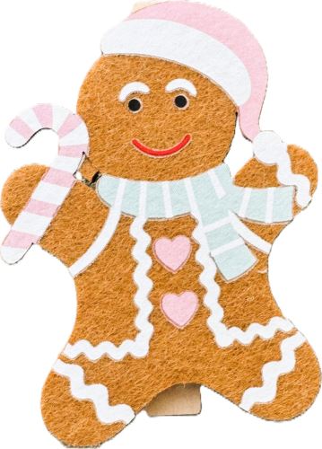 Figurka na klipu dřevěná 7 cm - vánoční perníček kluk, 3 ks