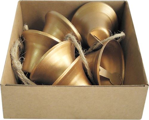 Kovový závěsný zvonek - zlatý, 5 cm, sada 6 ks