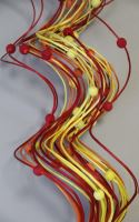 Curly ting wooden bead 80cm mix red / yellow
