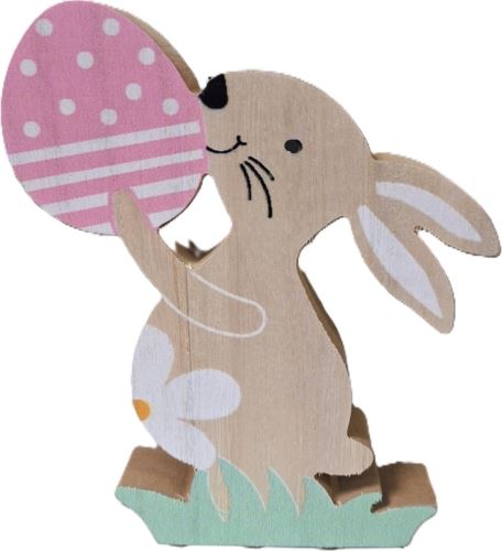 Dřevěný zajíc s vejcem - 18 cm