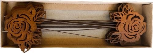 Kovový zápich vintage - růže, 8 cm, sada 12 ks