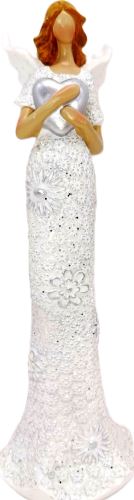 Anděl bílý se srdcem 30 cm Anděl bílý se srdcem 30 cm