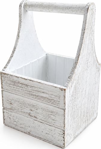 Dřevěný truhlík s uchem - shabby chic, 12,5 x 12,5x 10 cm