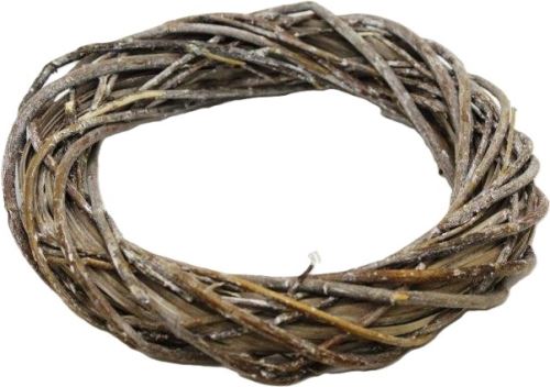 Věnec větvičky s kůrou natural/fros 25 x 5 cm