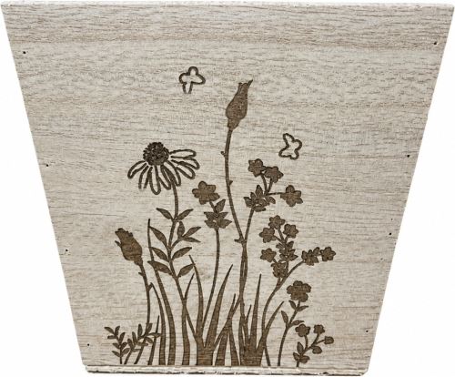 Dřevěný květináč natural kytičky 11,5 x 11,5 x 10 cm