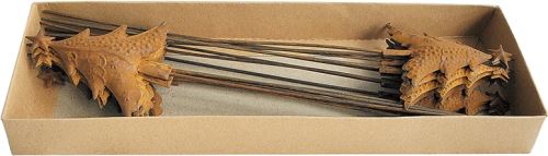 Kovový zápich stromek – vintage, 5 cm, sada 18 ks