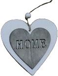 Srdce biele/sivé HOME 7 cm – závesné