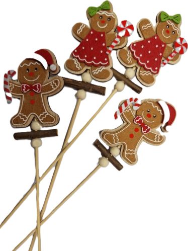 Vánoční plstěný zápich 31 cm - perníček, 4 ks Vánoční plstěný zápich 31 cm - perníček, 4 ks