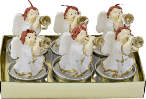 Svíčka Andílek s trubkou 6ks