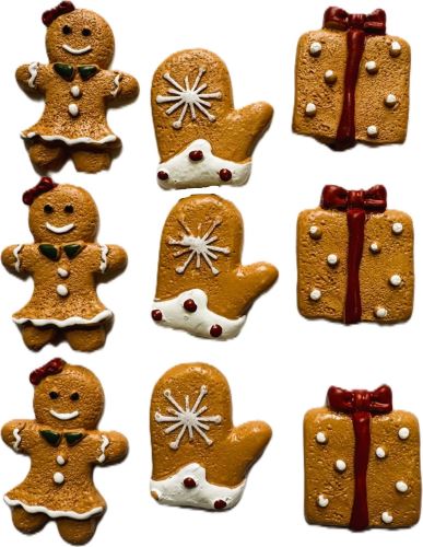 Vianočná dekorácia – 9 ks - darček, rukavice, perníček Vianočná dekorácia – 9 ks - darček, rukavice, perníček