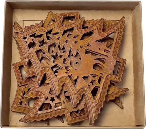 Kovový stromček - hviezdičky / jeleň - vintage, 10 cm, sada 6 ks