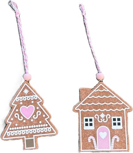 Vianočná dekorácia – plstený strom / domek, 8 cm, 2 ks Vianočná dekorácia – plstený strom / domek, 8 cm, 2 ks