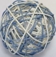Ratan ball 8cm blue / white