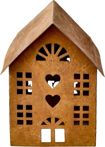 Kovový domek vintage B - sada 2 ks, výška 15 / 20 cm