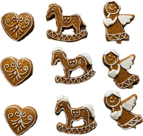 Vánoční dekorace – 9 ks - anděl, koník, srdce