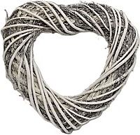 Srdce pletené bílošedé 30 cm Srdce pletené bílošedé 30 cm