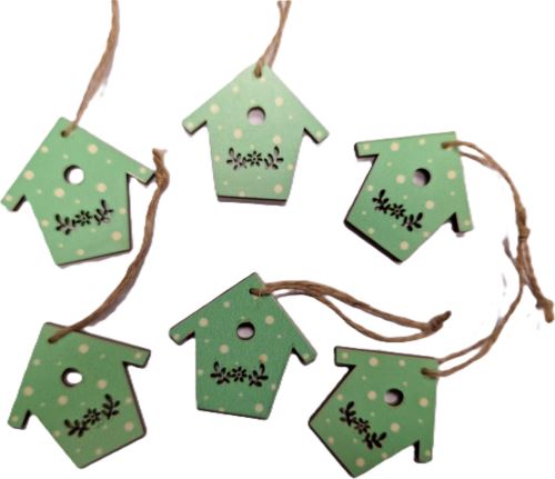 Dřevěná ptačí budka závěsná - 5 cm, zelená