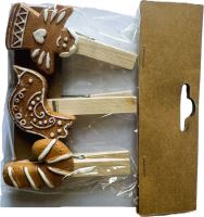 Vánoční dekorace - kolíček, 7 cm, 3 ks - anděl, ptáček, hůlka (1)