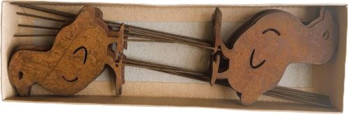 Kovový zápich vintage - kuřátko, 9 cm, sada 12 ks