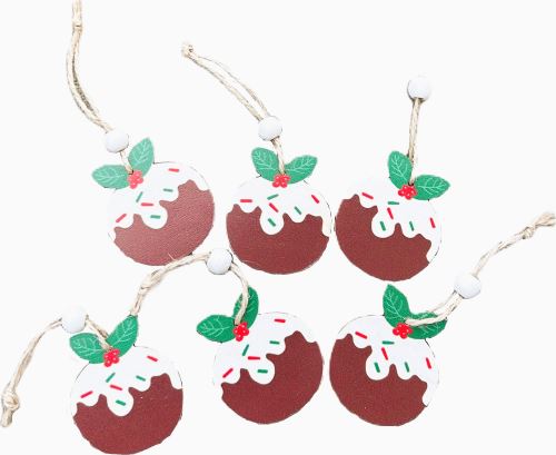 Závěsná dřevěná baňka, červená - 5 cm