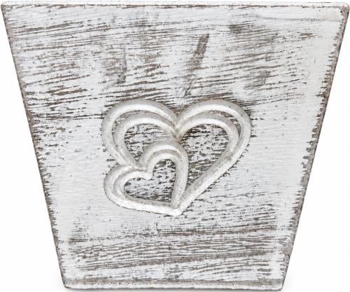 Dřevěný květináč srdce - shabby chic, 17 x 17 x 15,5 cm